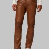 brown Leather Biker Pants
