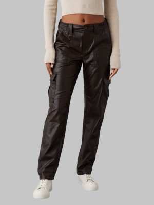 Dark Brown Cargo Leather Pants
