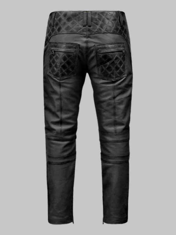 Charcoal Leather Motorcycle Pants Mens