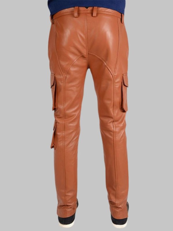 Mens Leather Cargo Pants