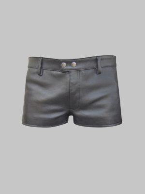 black leather mens shorts