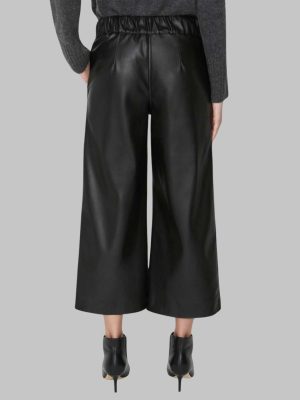Black Cropped Leather Pants