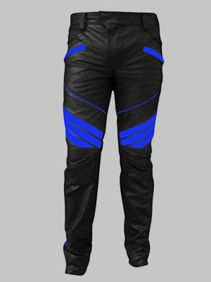Sexy Blue & Black Mens Moto Pants