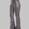 Side Lace Leather Motorcycle Pants Womens