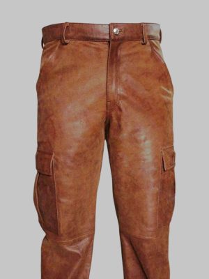 Mens Leather Cargo Pants
