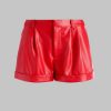 Womens Red Leather Shorts