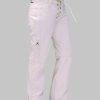 White Lace Up Leather Pants