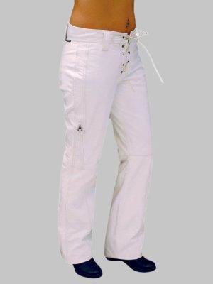 White Lace Up Leather Pants