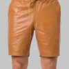 Classic Beige Leather Shorts for Men
