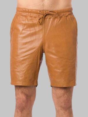 Classic Beige Leather Shorts for Men