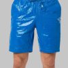 Classic Blue Leather Shorts for Men