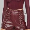 Double Lace Up Womens Leather Shorts
