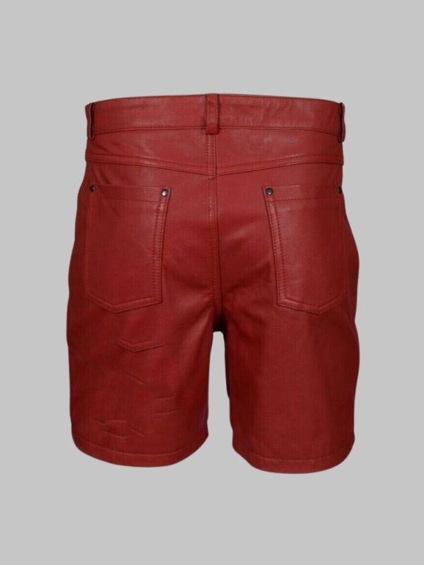 Mens Red Leather Shorts