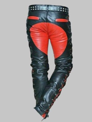 Punk Style Lace Up Leather Pants